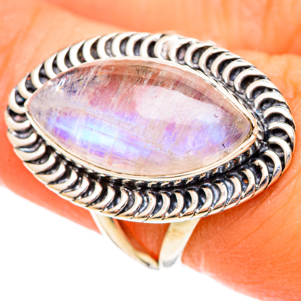 Rainbow Moonstone Rings handcrafted by Anasilvercos - RING108063