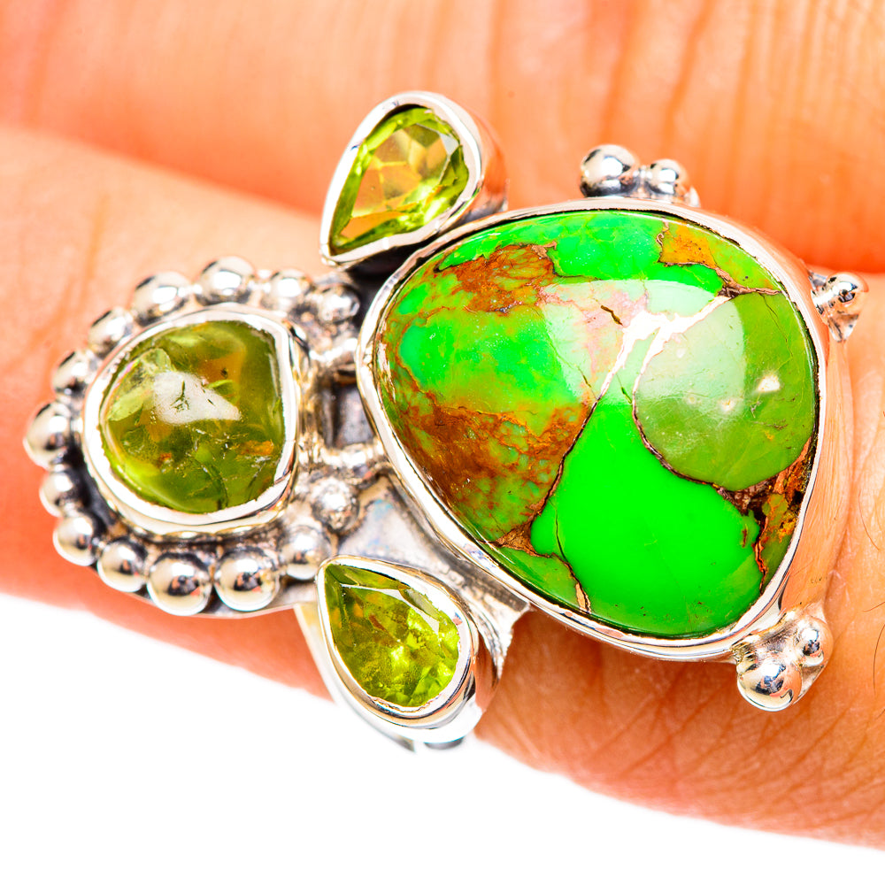 Green Copper Composite Turquoise Rings handcrafted by Anasilvercos - RING108079