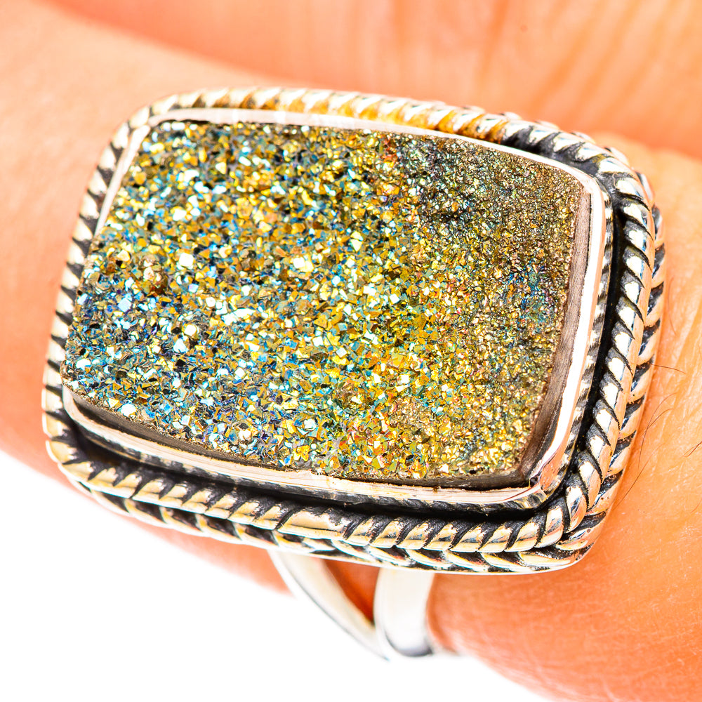 Spectro Pyrite Druzy Rings handcrafted by Anasilvercos - RING108091