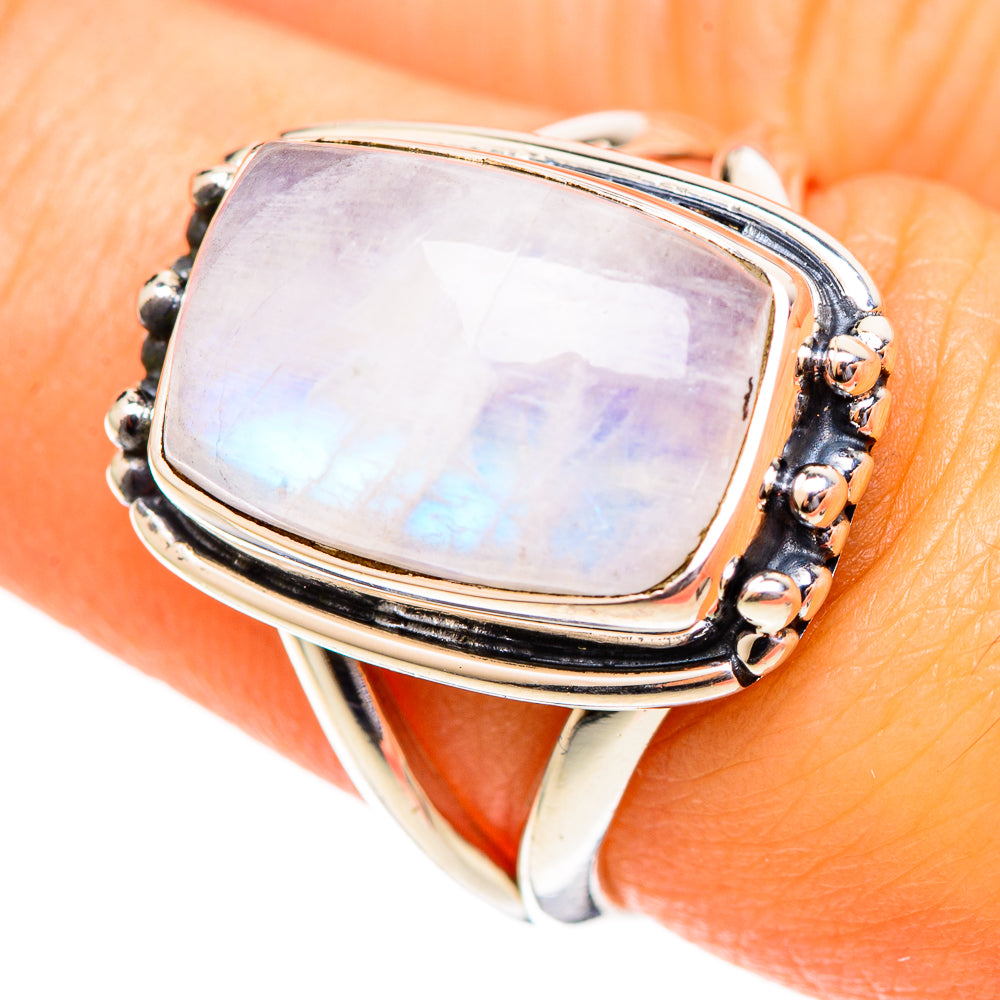 Rainbow Moonstone Rings handcrafted by Anasilvercos - RING108098