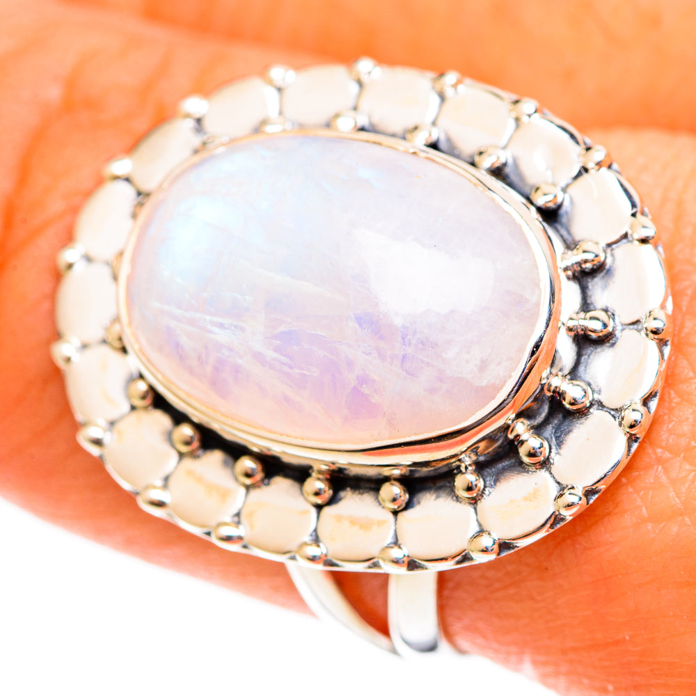 Rainbow Moonstone Rings handcrafted by Anasilvercos - RING108099