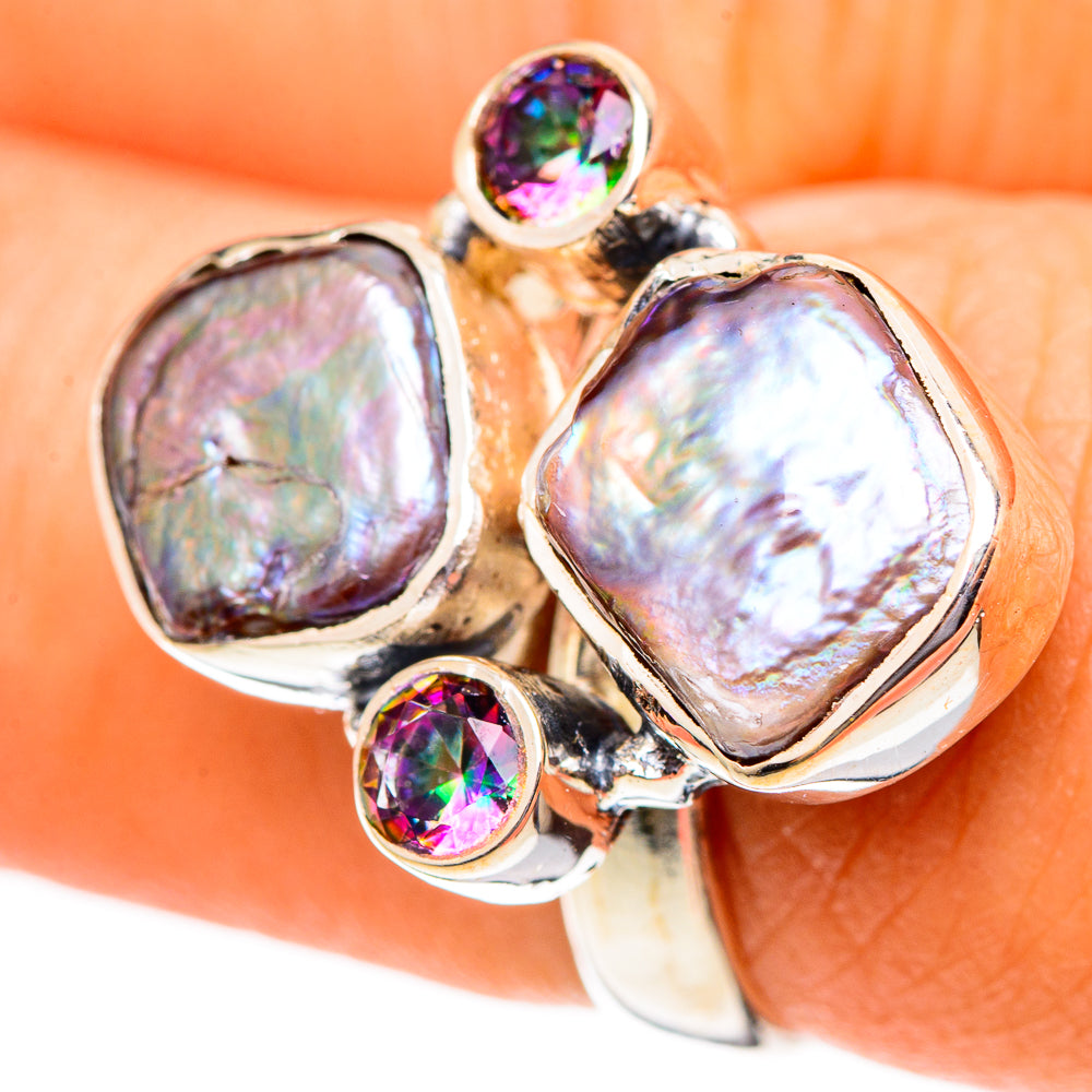 Titanium Mother Of Pearl Rings handcrafted by Anasilvercos - RING108126