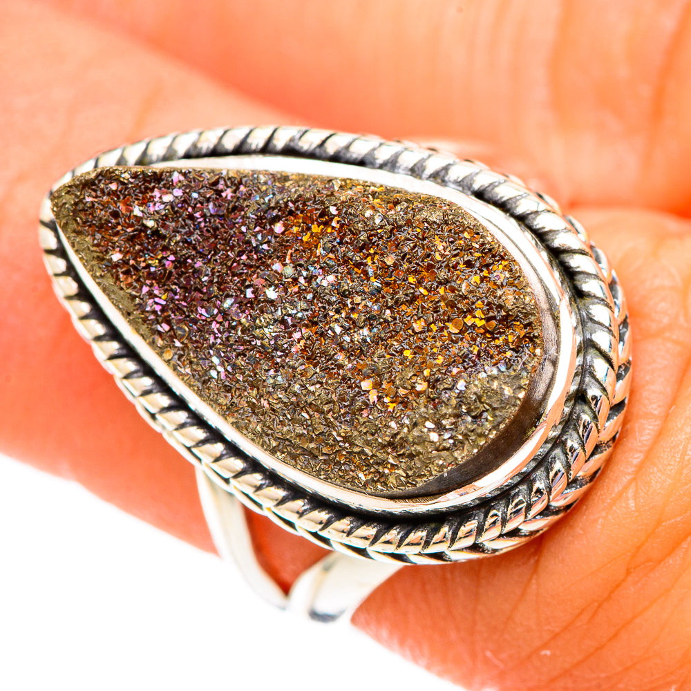 Spectro Pyrite Druzy Rings handcrafted by Anasilvercos - RING108129