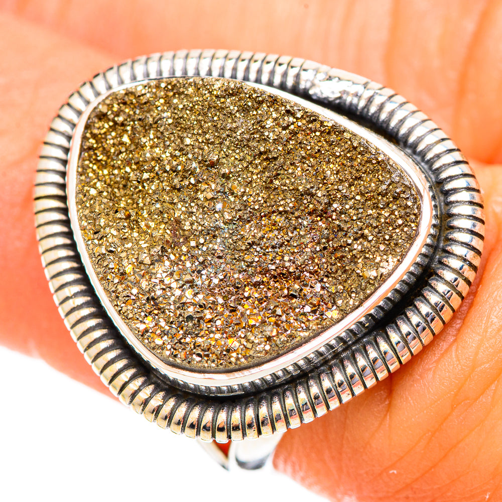 Spectro Pyrite Druzy Rings handcrafted by Anasilvercos - RING108130
