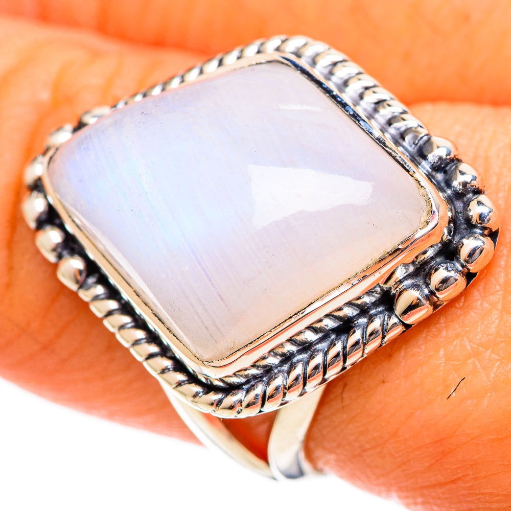 Rainbow Moonstone Rings handcrafted by Anasilvercos - RING108133