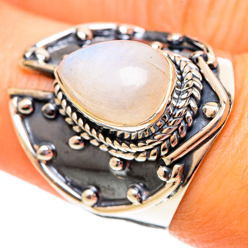 Rainbow Moonstone Rings handcrafted by Anasilvercos - RING108137