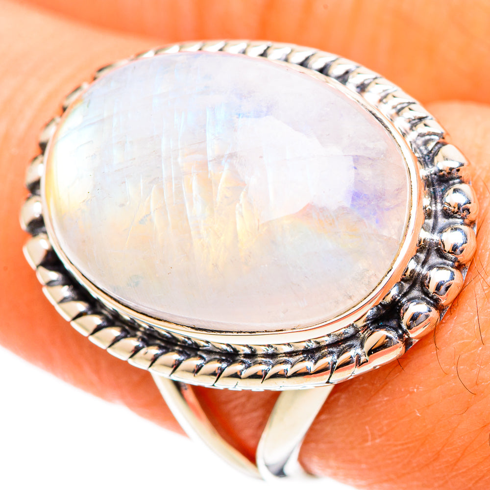 Rainbow Moonstone Rings handcrafted by Anasilvercos - RING108138