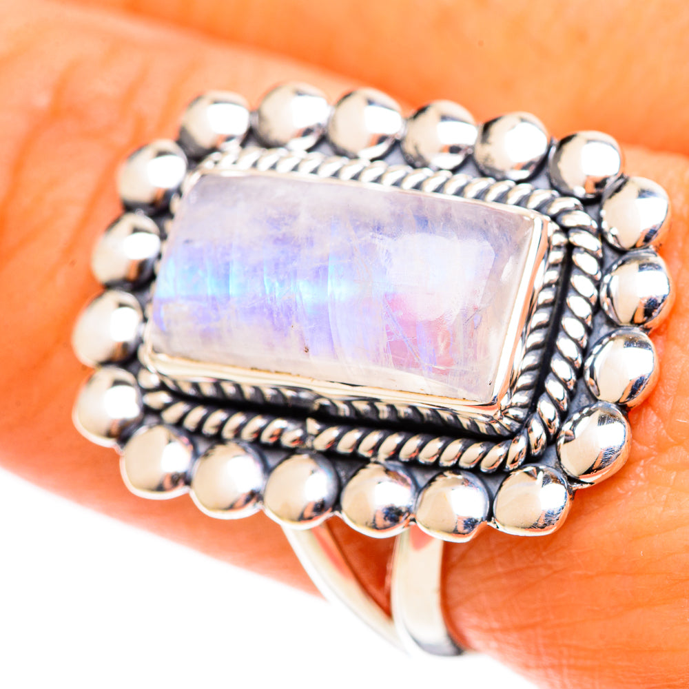 Rainbow Moonstone Rings handcrafted by Anasilvercos - RING108139