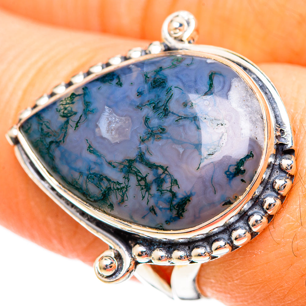 Green Moss Agate Rings handcrafted by Anasilvercos - RING108155