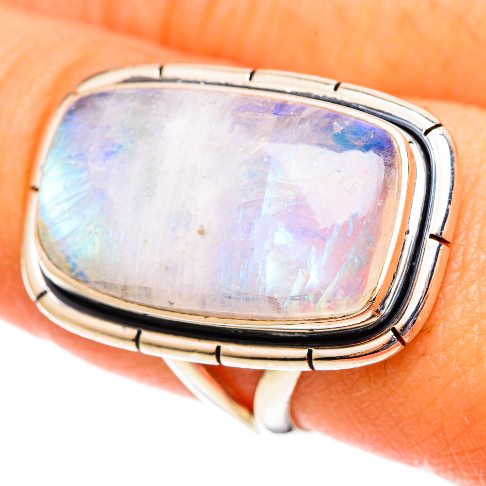 Rainbow Moonstone Rings handcrafted by Anasilvercos - RING108173