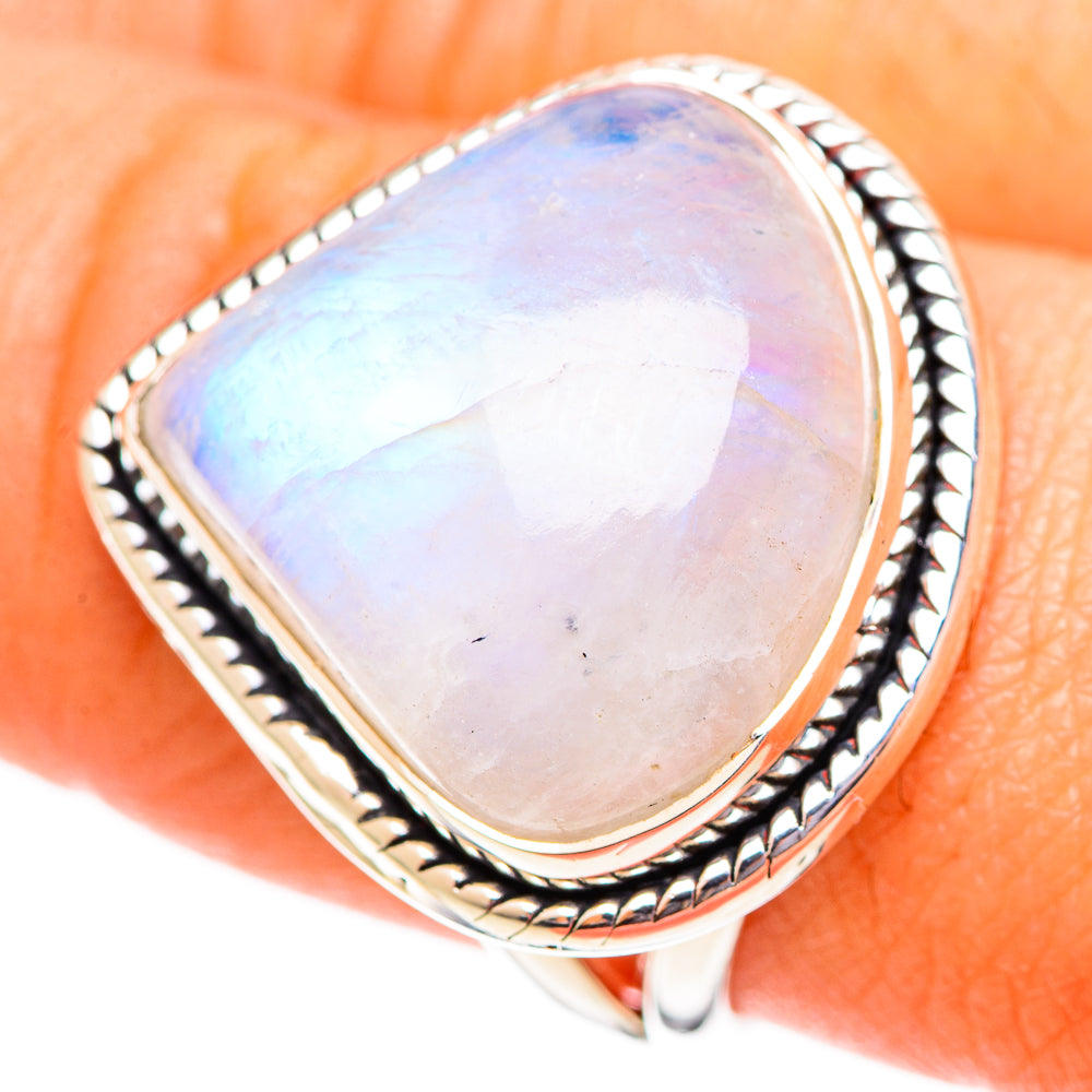 Rainbow Moonstone Rings handcrafted by Anasilvercos - RING108202