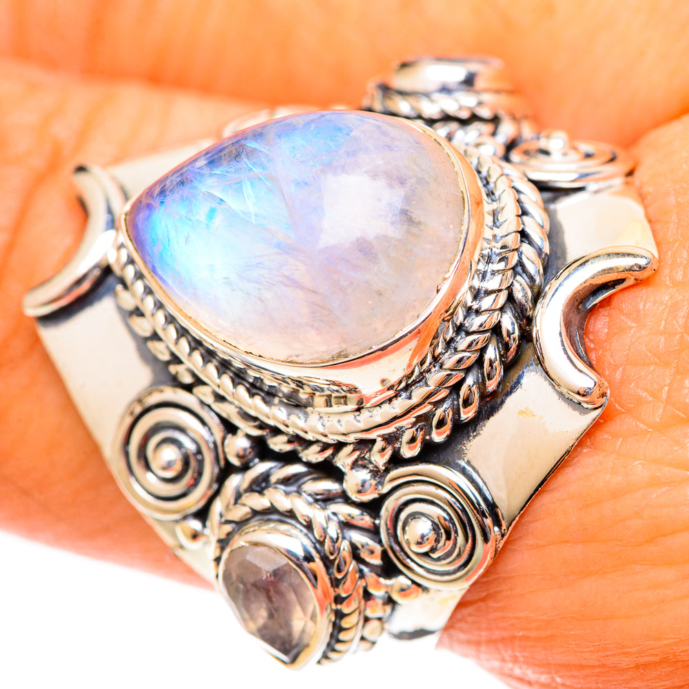 Rainbow Moonstone Rings handcrafted by Anasilvercos - RING108245