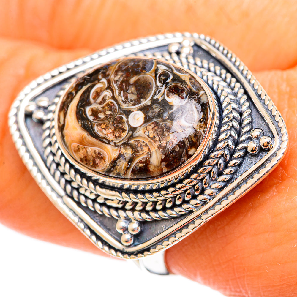 Turritella Agate Rings handcrafted by Anasilvercos - RING108269