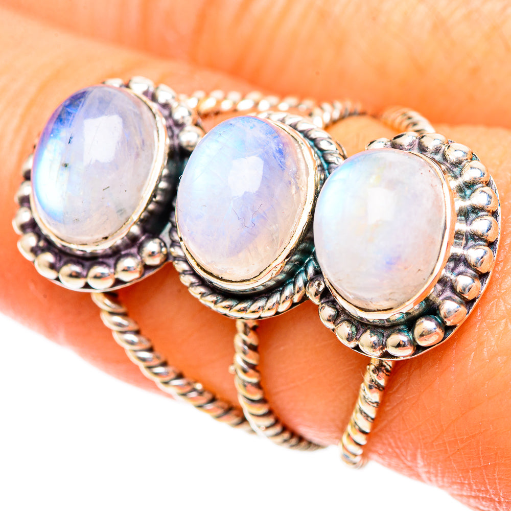 Rainbow Moonstone Rings handcrafted by Anasilvercos - RING108278