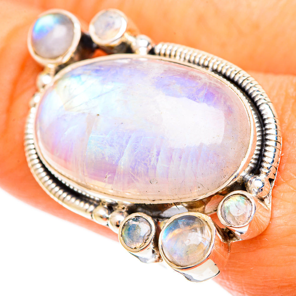 Rainbow Moonstone Rings handcrafted by Anasilvercos - RING108279
