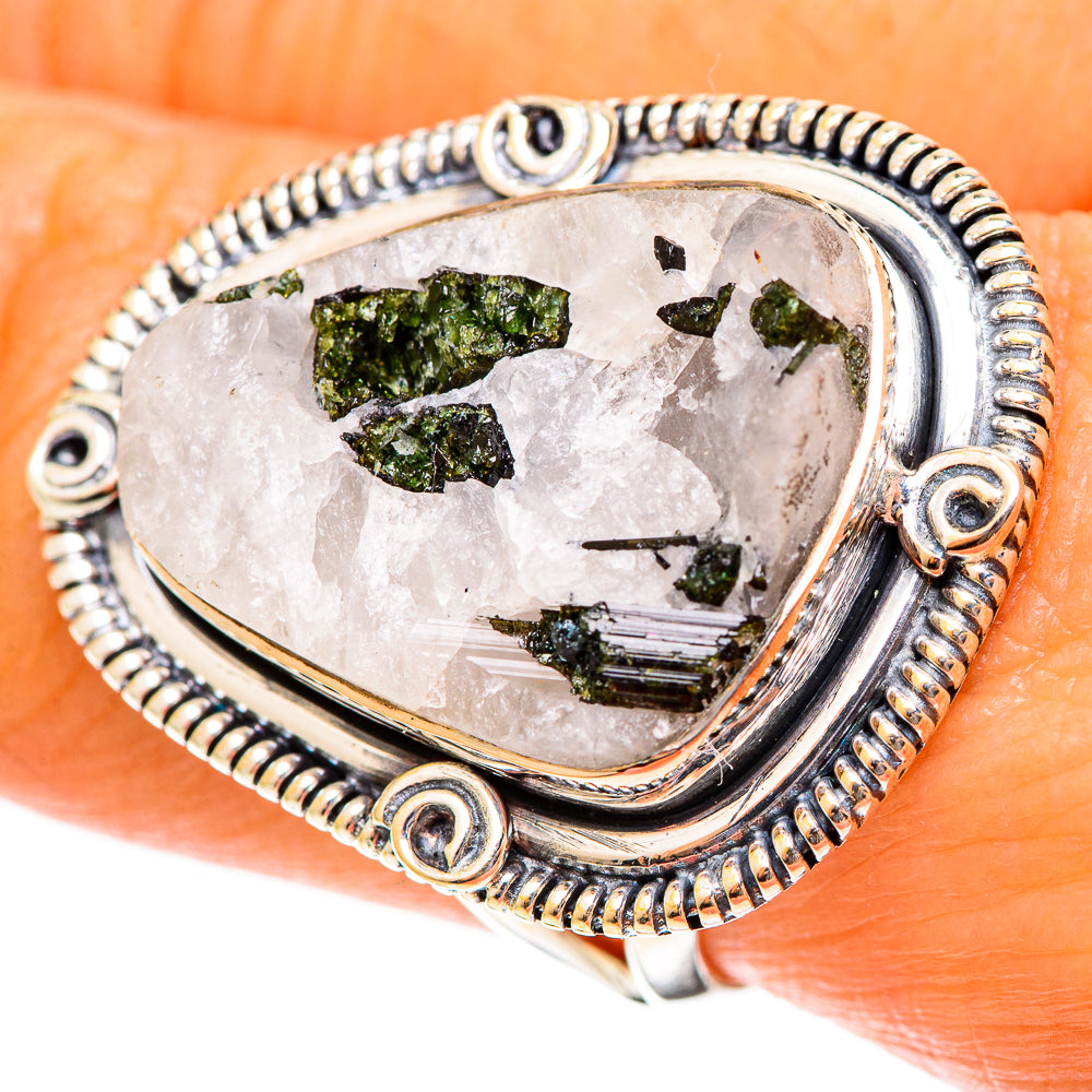 Green Tourmaline In Quartz Rings handcrafted by Anasilvercos - RING108293