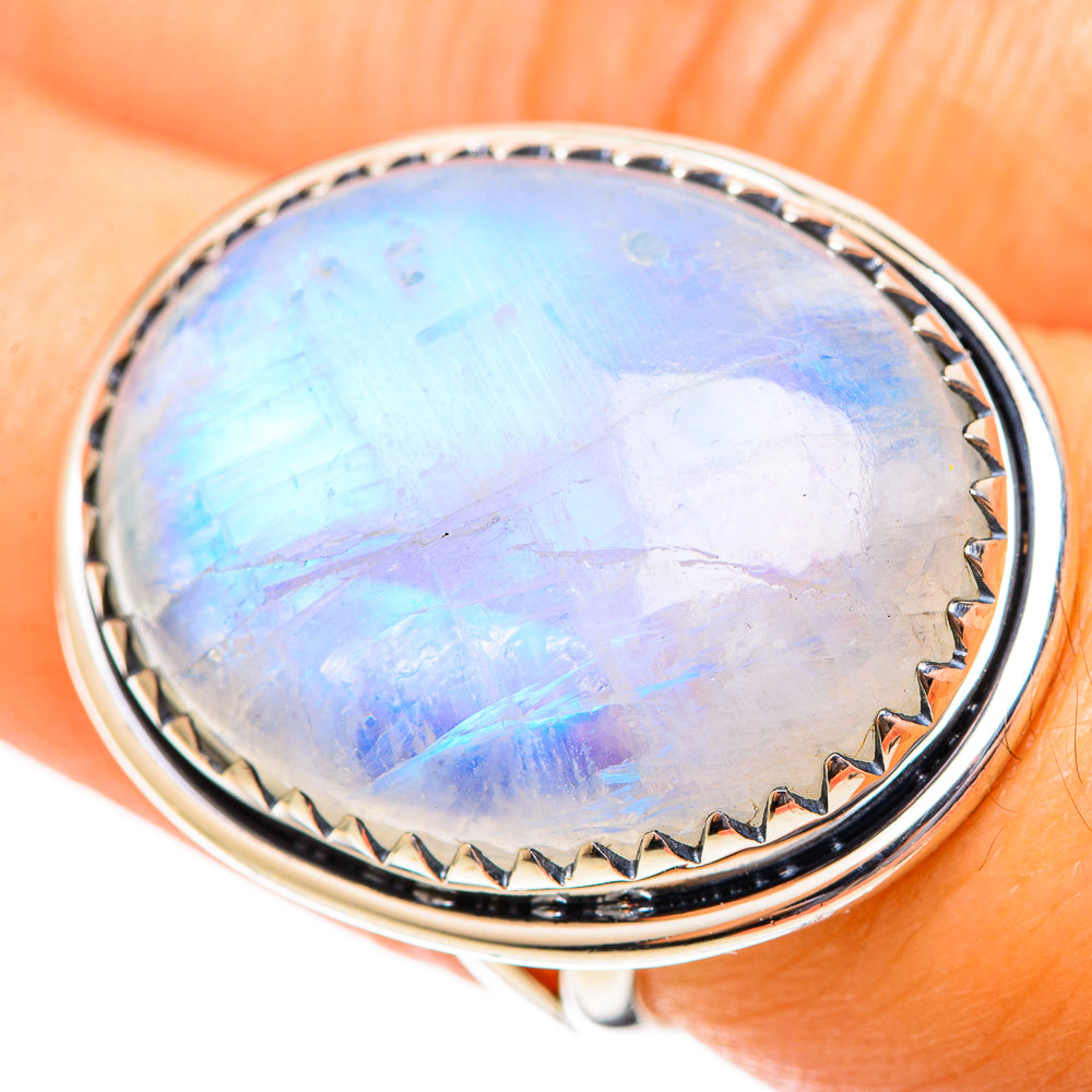 Rainbow Moonstone Rings handcrafted by Anasilvercos - RING108313