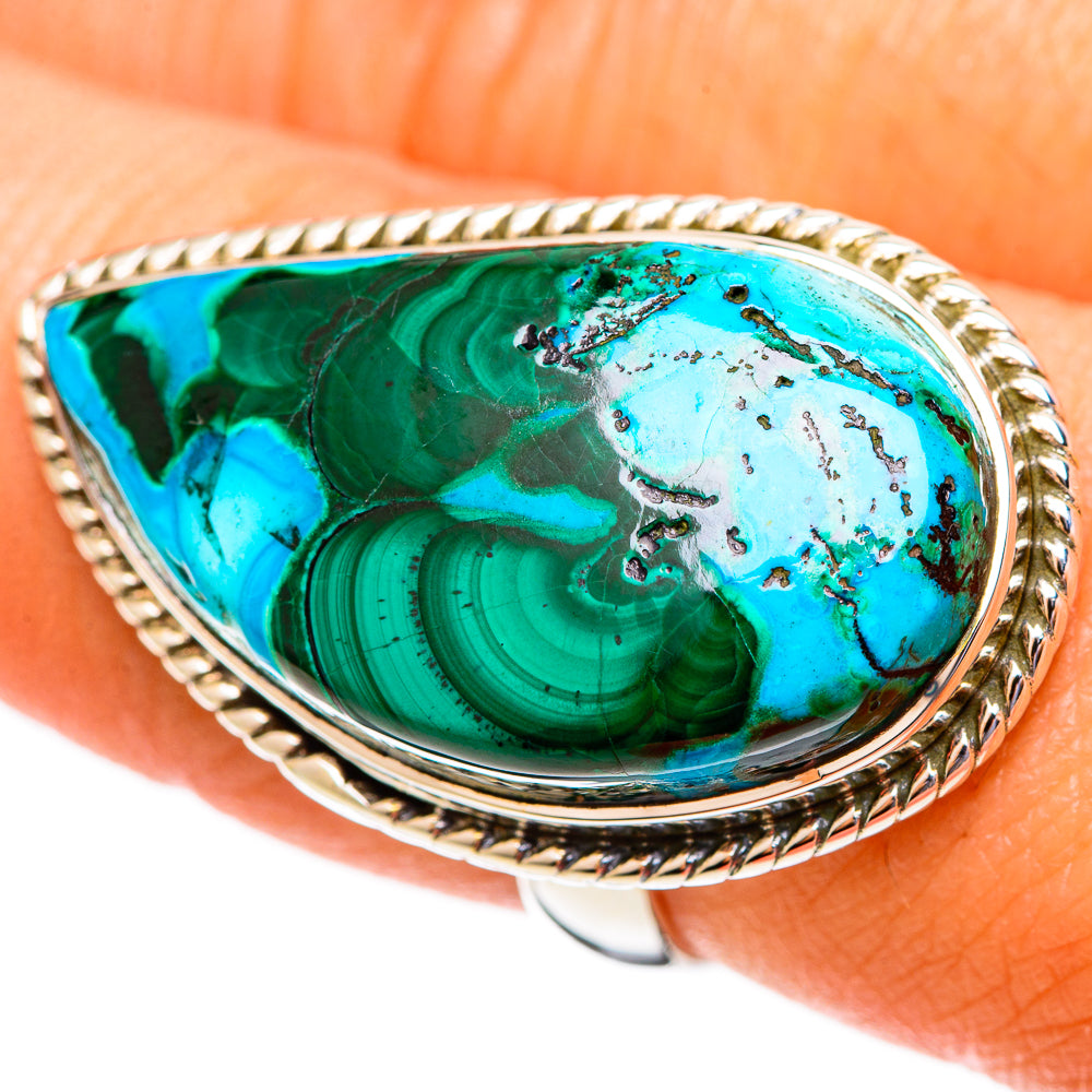Malachite In Chrysocolla Rings handcrafted by Anasilvercos - RING108316