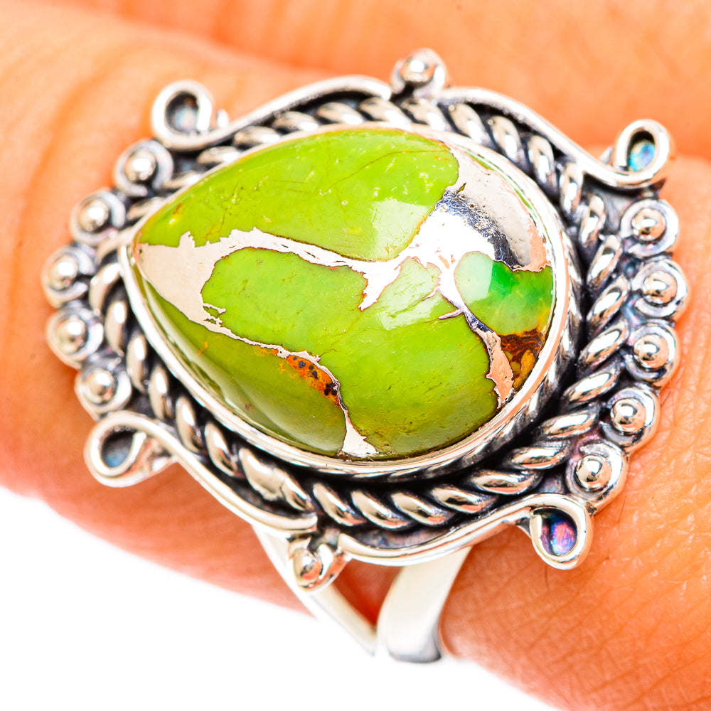 Green Copper Composite Turquoise Rings handcrafted by Anasilvercos - RING108339