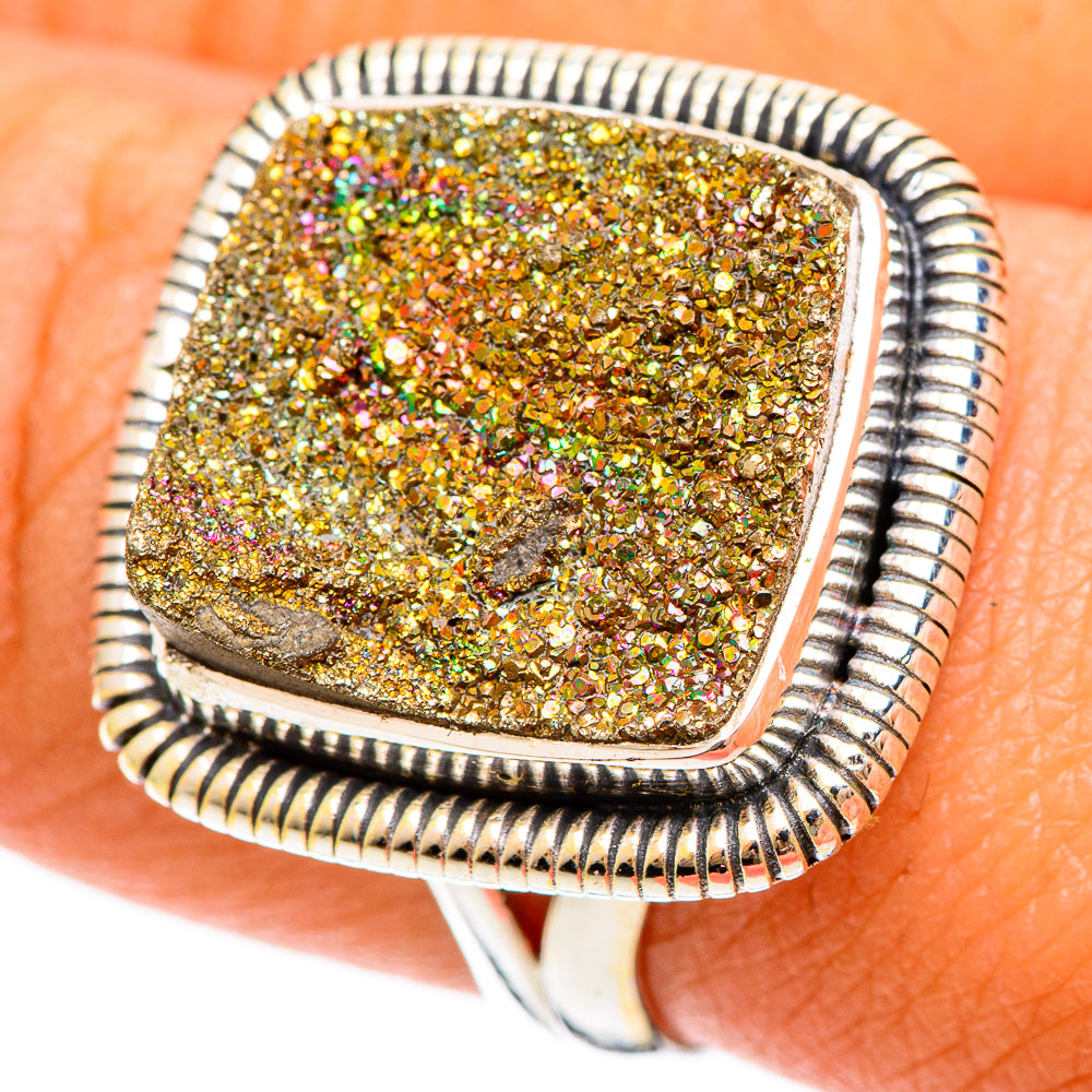 Spectro Pyrite Druzy Rings handcrafted by Anasilvercos - RING108353