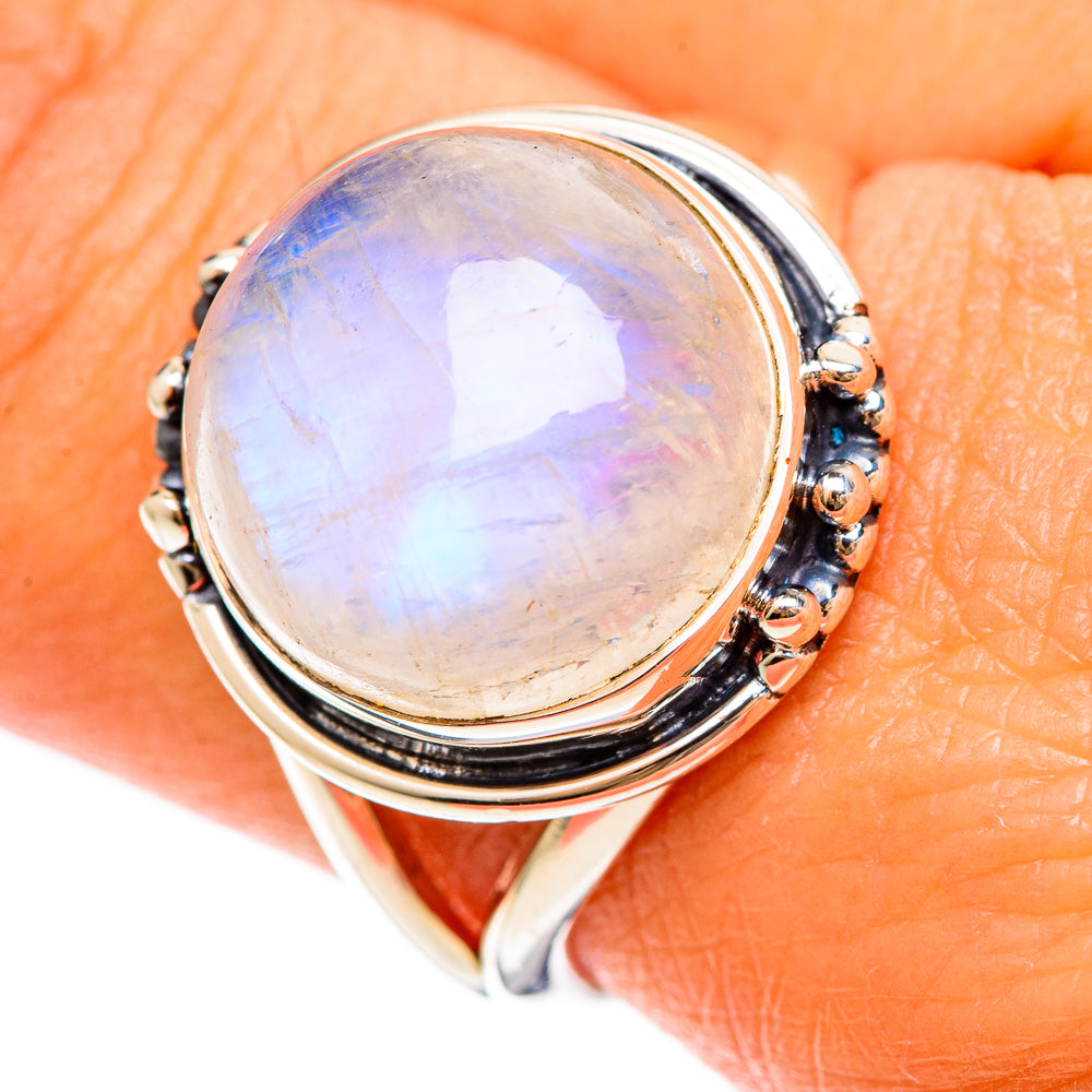 Rainbow Moonstone Rings handcrafted by Anasilvercos - RING108361