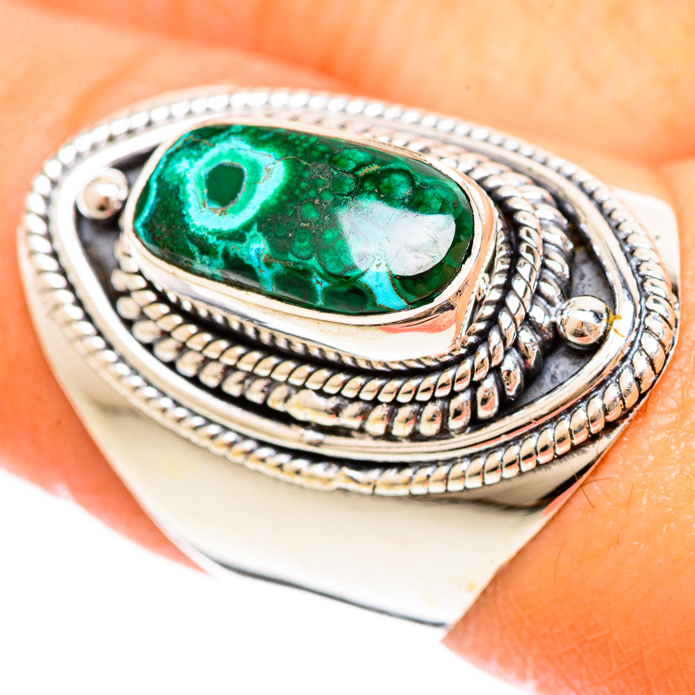 Malachite In Chrysocolla Rings handcrafted by Anasilvercos - RING108381