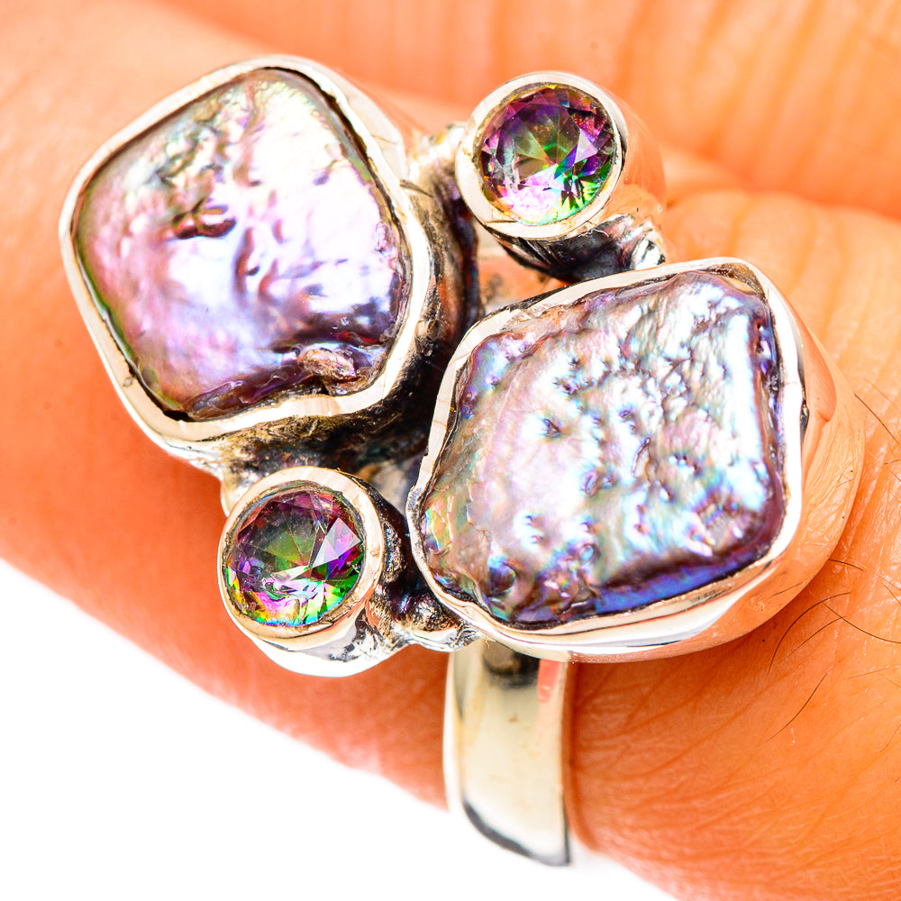 Titanium Mother Of Pearl Rings handcrafted by Anasilvercos - RING108391