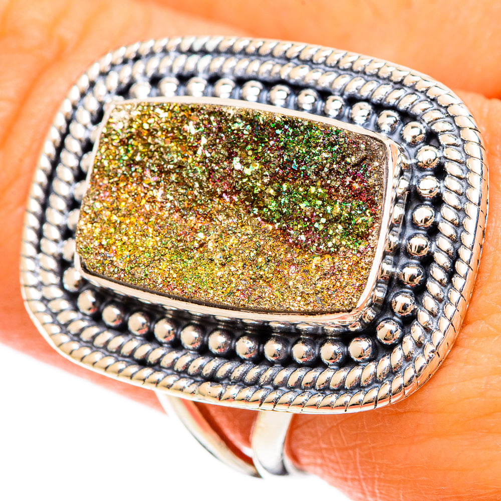 Spectro Pyrite Druzy Rings handcrafted by Anasilvercos - RING108395