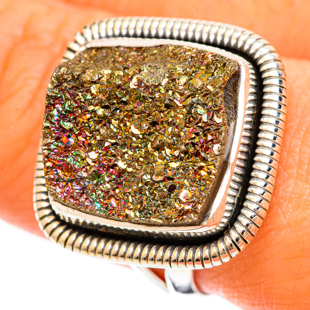 Spectro Pyrite Druzy Rings handcrafted by Anasilvercos - RING108396
