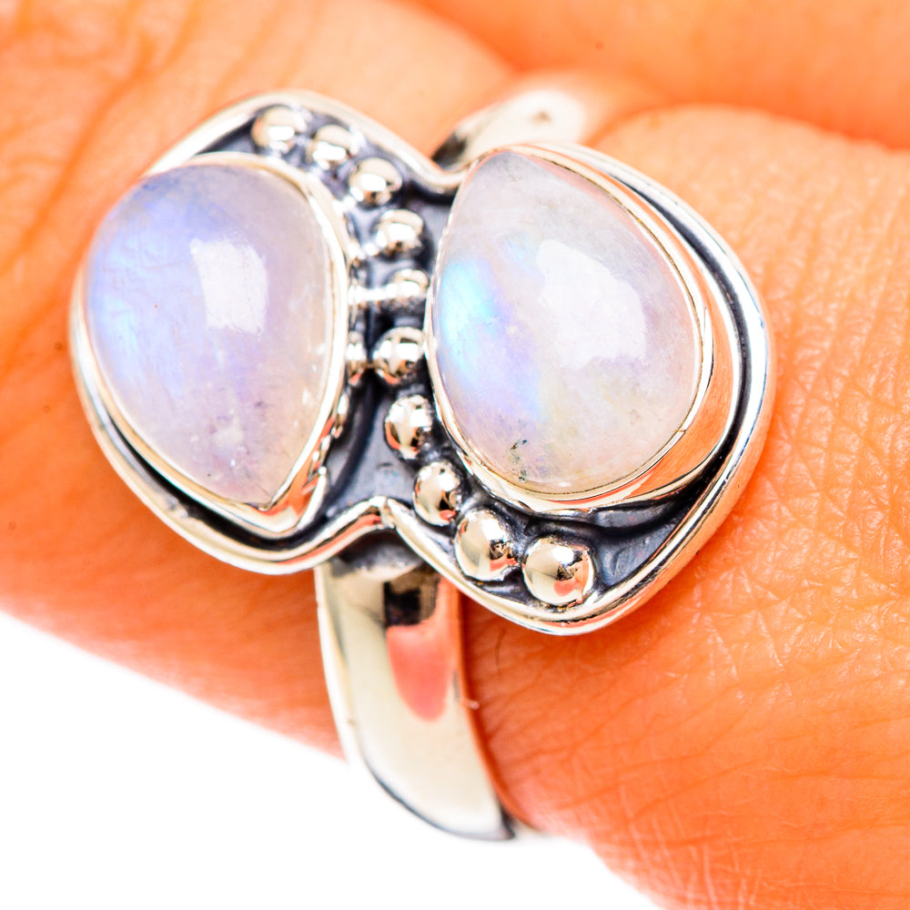 Rainbow Moonstone Rings handcrafted by Anasilvercos - RING108403