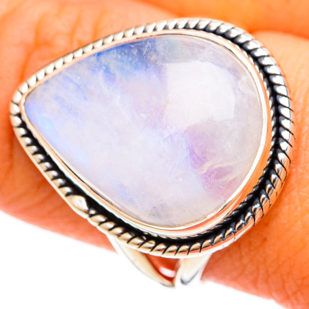 Rainbow Moonstone Rings handcrafted by Anasilvercos - RING108406