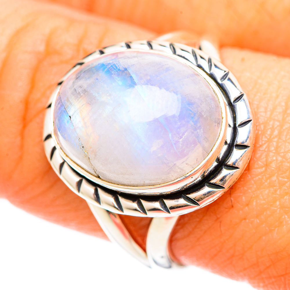 Rainbow Moonstone Rings handcrafted by Anasilvercos - RING108438
