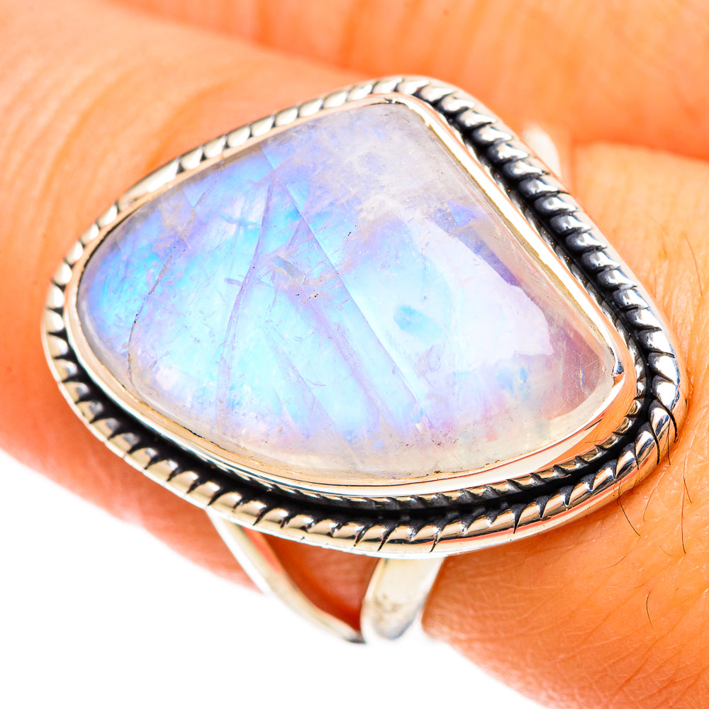 Rainbow Moonstone Rings handcrafted by Anasilvercos - RING108439