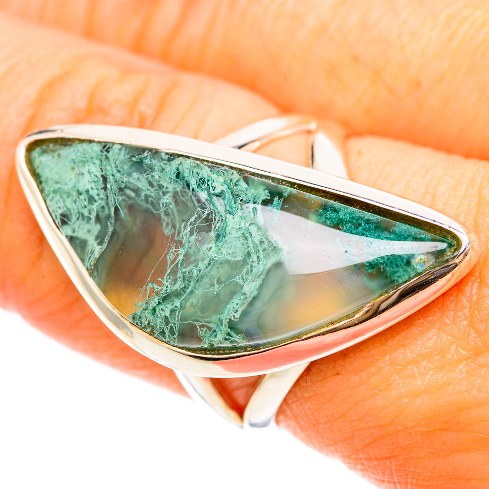 Green Moss Agate Rings handcrafted by Anasilvercos - RING108458