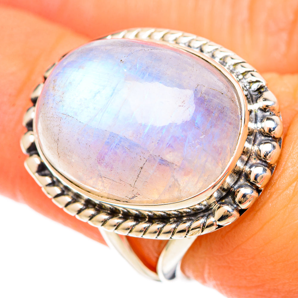 Rainbow Moonstone Rings handcrafted by Anasilvercos - RING108473