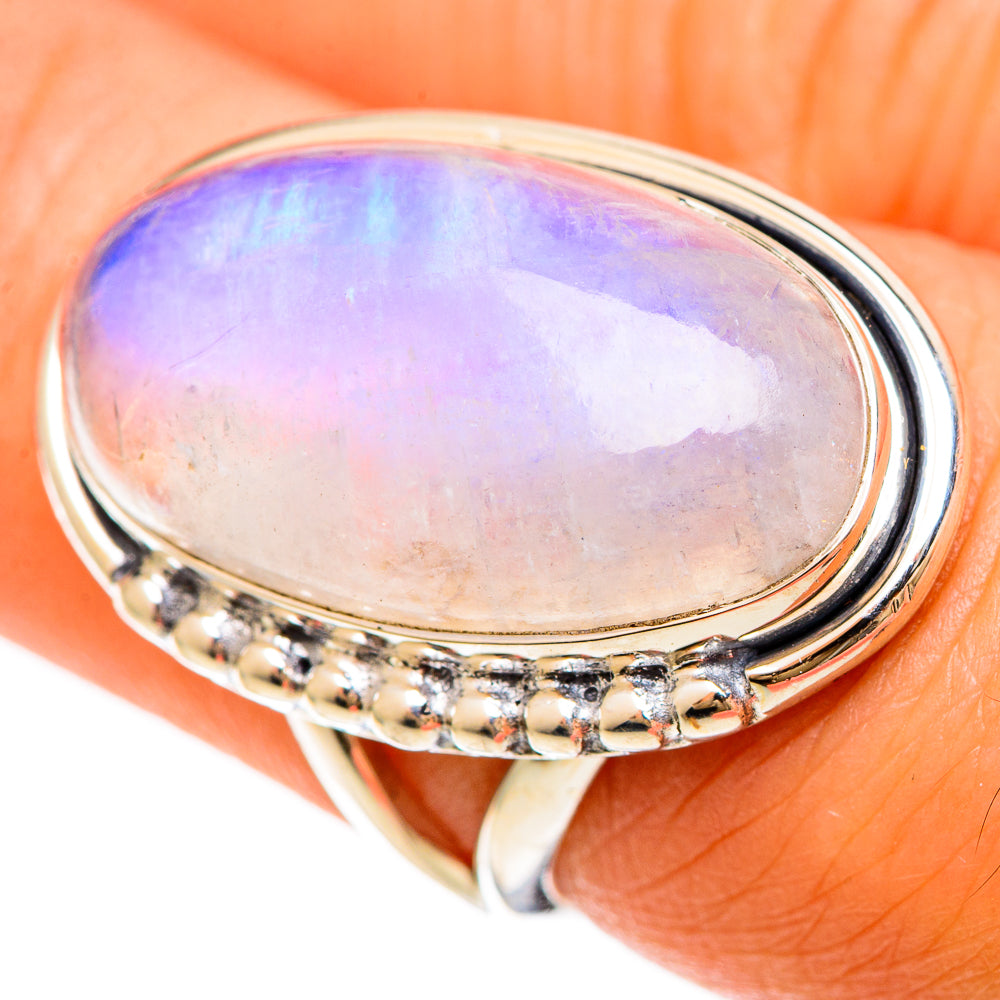 Rainbow Moonstone Rings handcrafted by Anasilvercos - RING108477