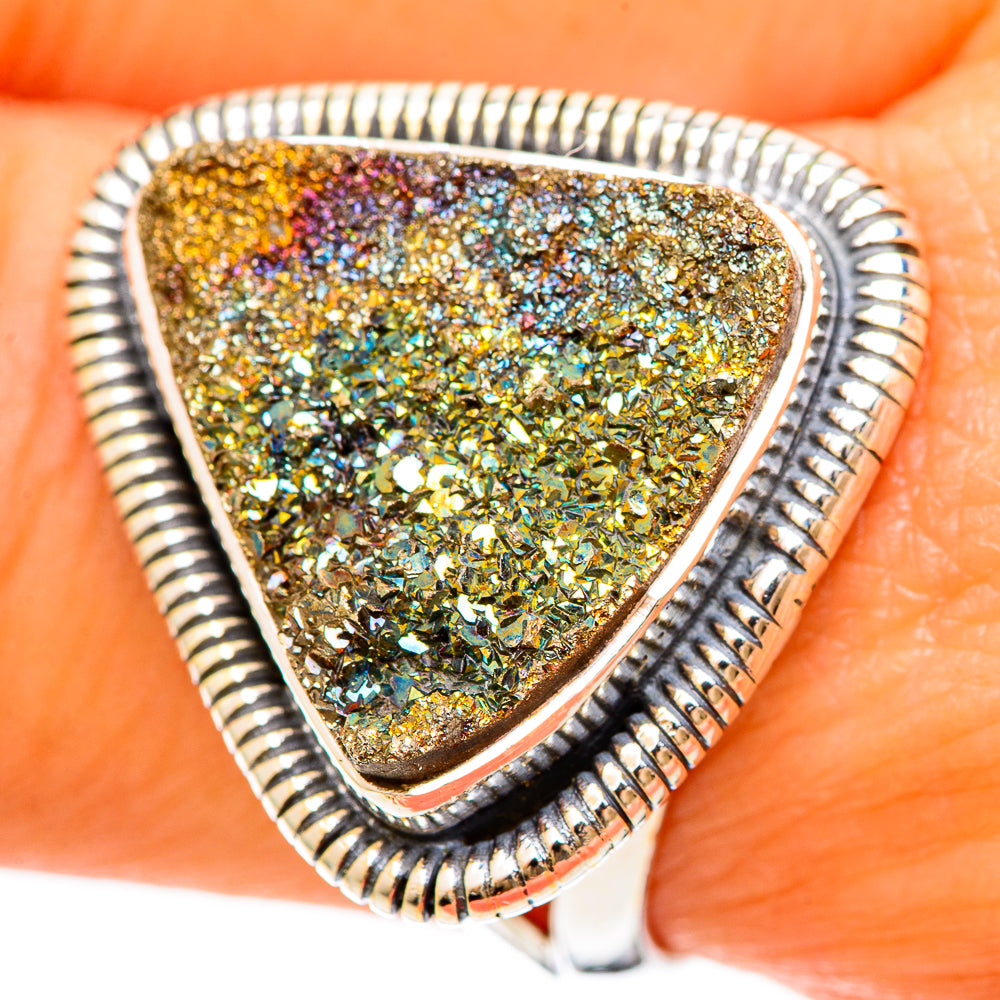 Spectro Pyrite Druzy Rings handcrafted by Anasilvercos - RING108505