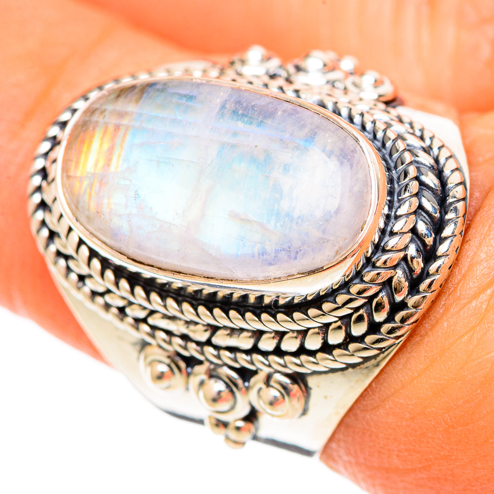 Rainbow Moonstone Rings handcrafted by Anasilvercos - RING108513