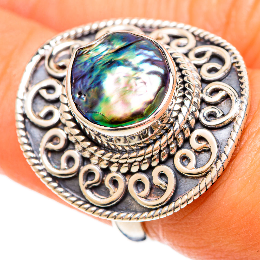 Titanium Mother Of Pearl Rings handcrafted by Anasilvercos - RING108537