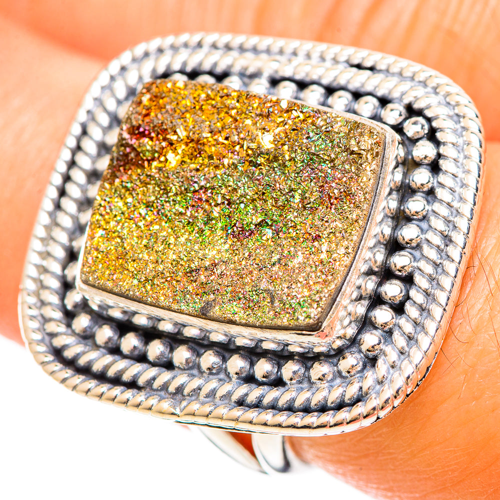 Spectro Pyrite Druzy Rings handcrafted by Anasilvercos - RING108539
