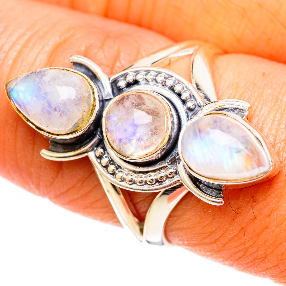 Rainbow Moonstone Rings handcrafted by Anasilvercos - RING108541