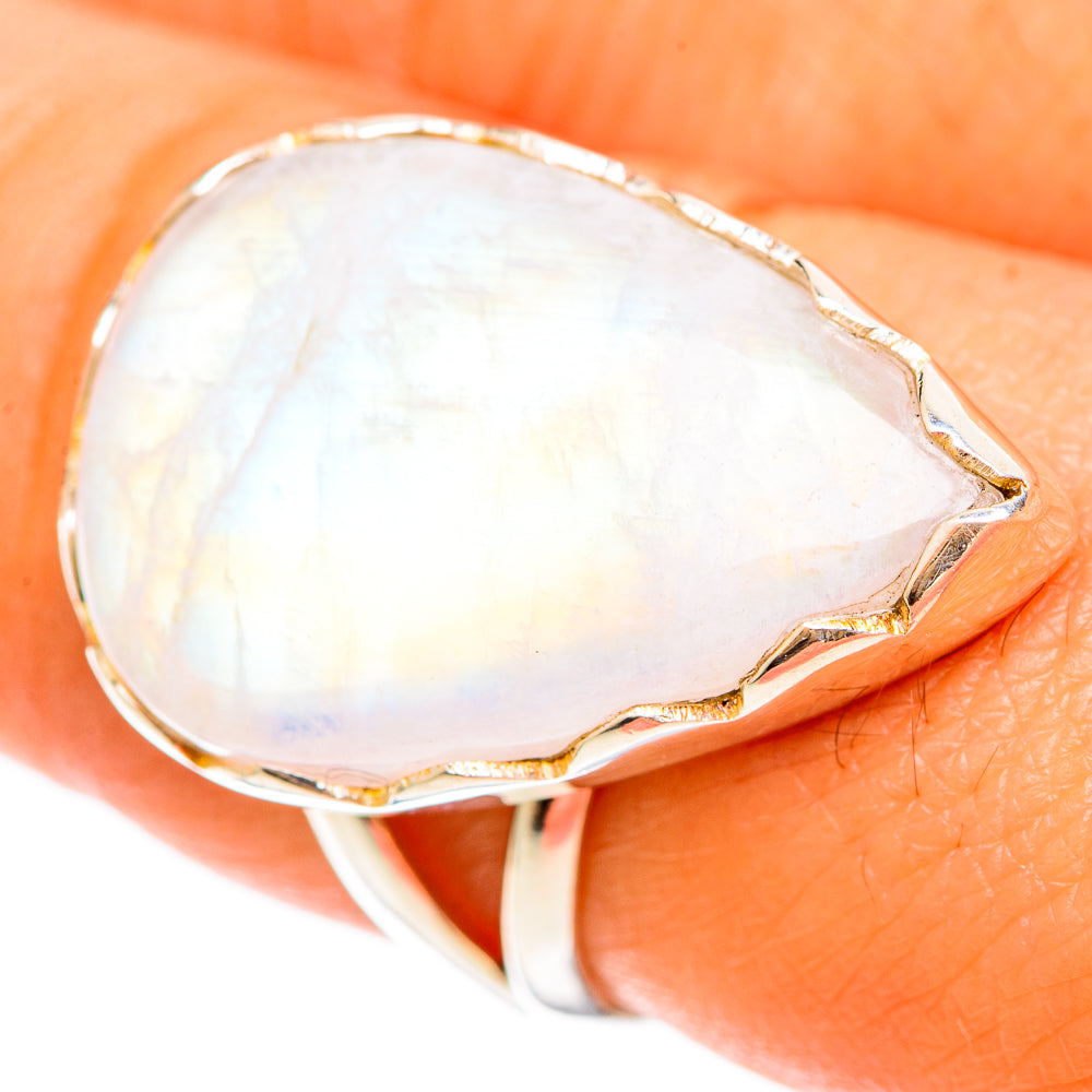 Rainbow Moonstone Rings handcrafted by Anasilvercos - RING108545