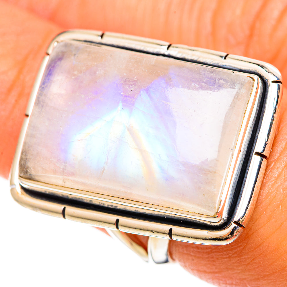 Rainbow Moonstone Rings handcrafted by Anasilvercos - RING108576