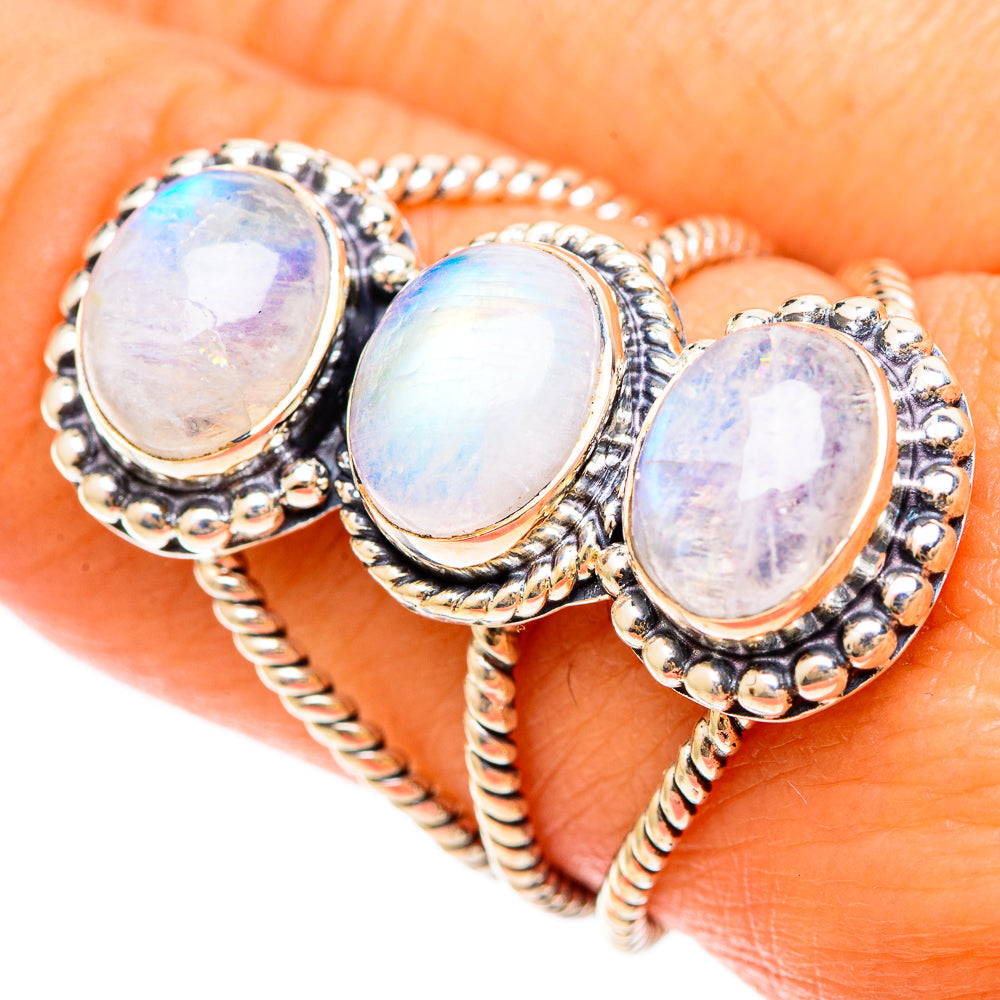 Rainbow Moonstone Rings handcrafted by Anasilvercos - RING108580