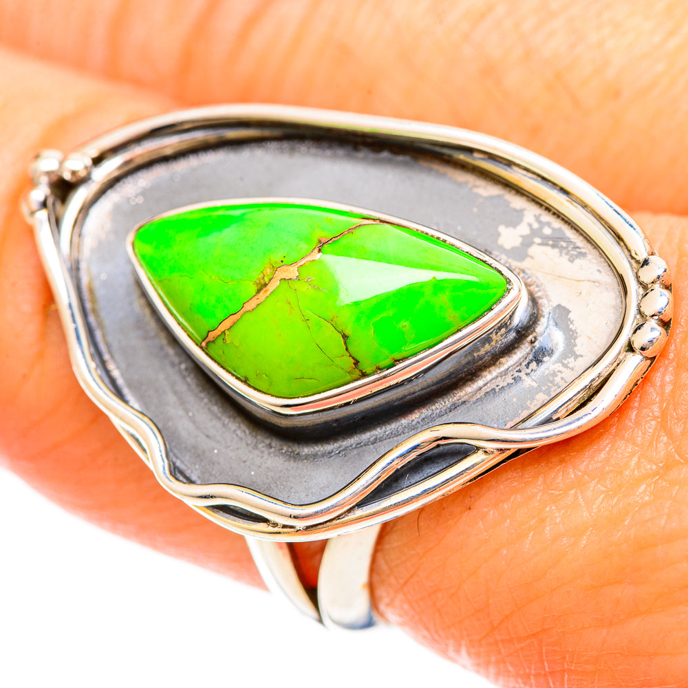 Green Copper Composite Turquoise Rings handcrafted by Anasilvercos - RING108591
