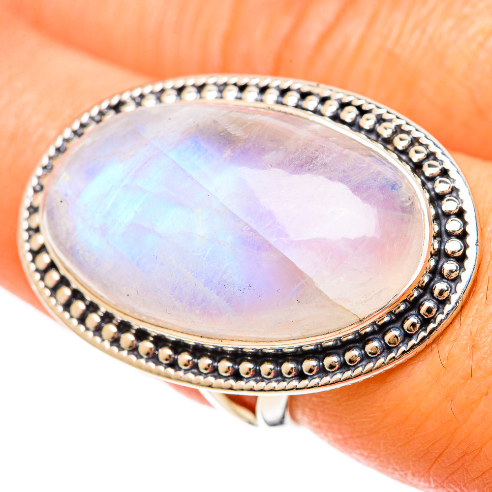 Rainbow Moonstone Rings handcrafted by Anasilvercos - RING108613