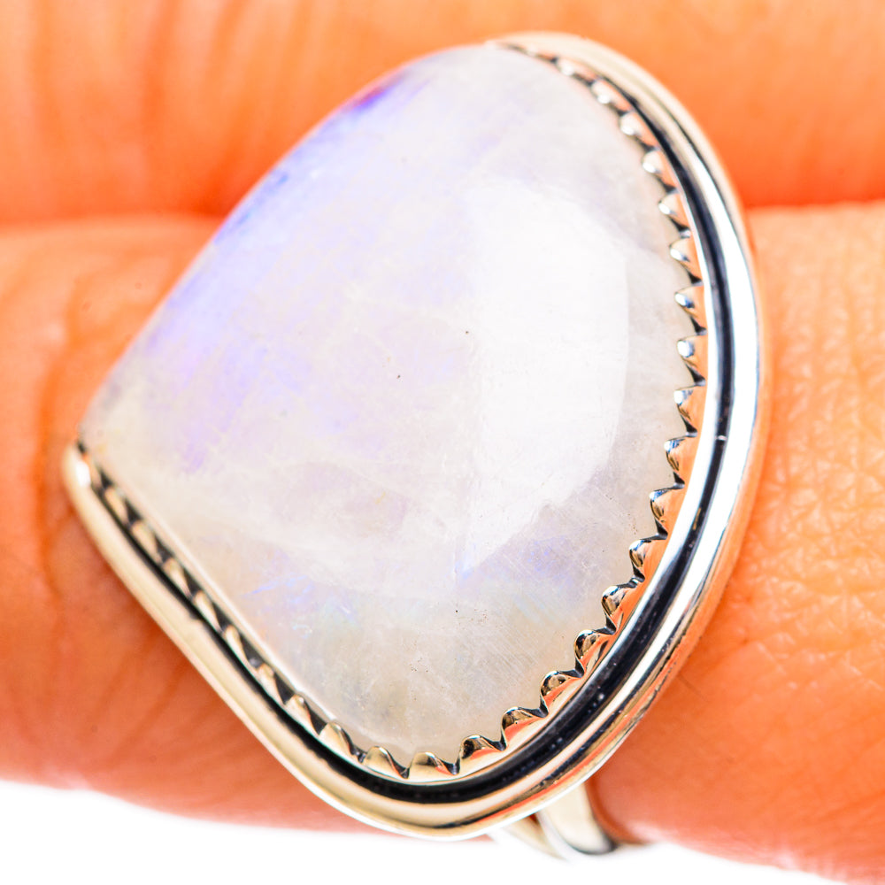 Rainbow Moonstone Rings handcrafted by Anasilvercos - RING108615