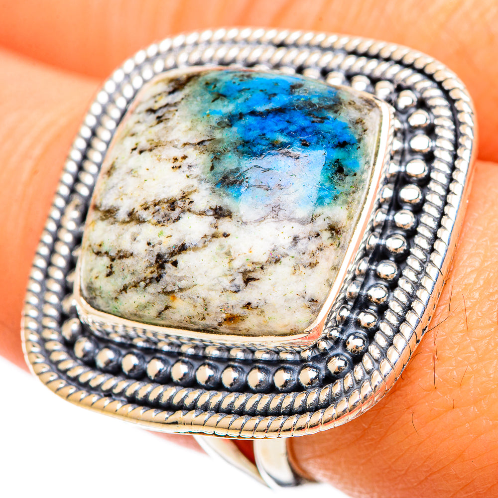 K2 Blue Azurite Rings handcrafted by Anasilvercos - RING108619