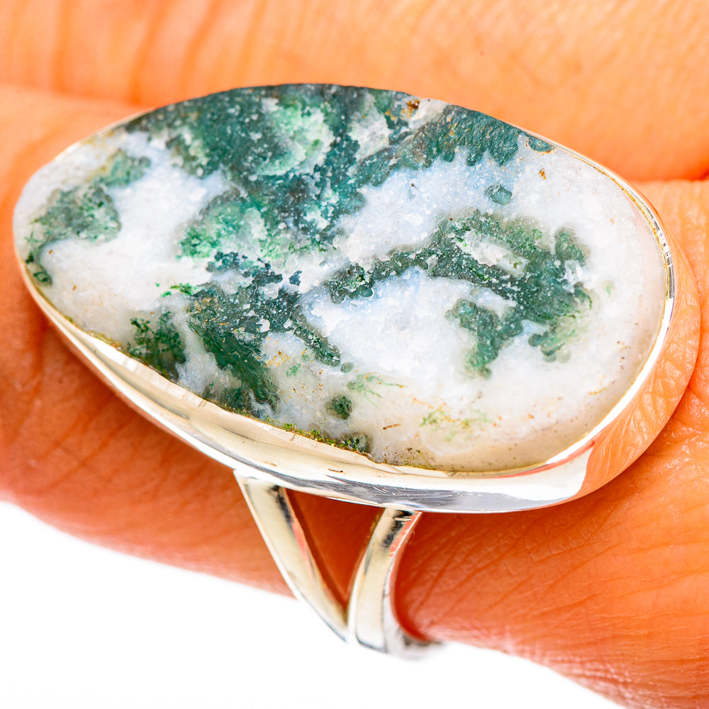 Green Moss Agate Rings handcrafted by Anasilvercos - RING108621