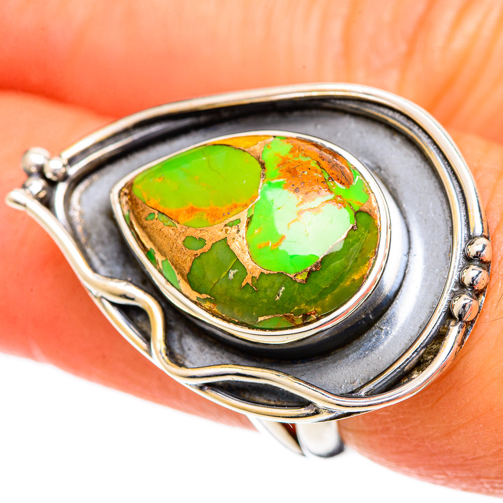 Green Copper Composite Turquoise Rings handcrafted by Anasilvercos - RING108634
